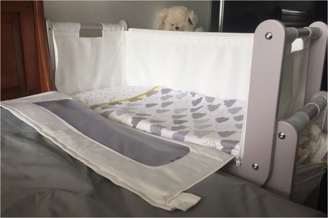 snuzpod cosleeping crib with side panel down