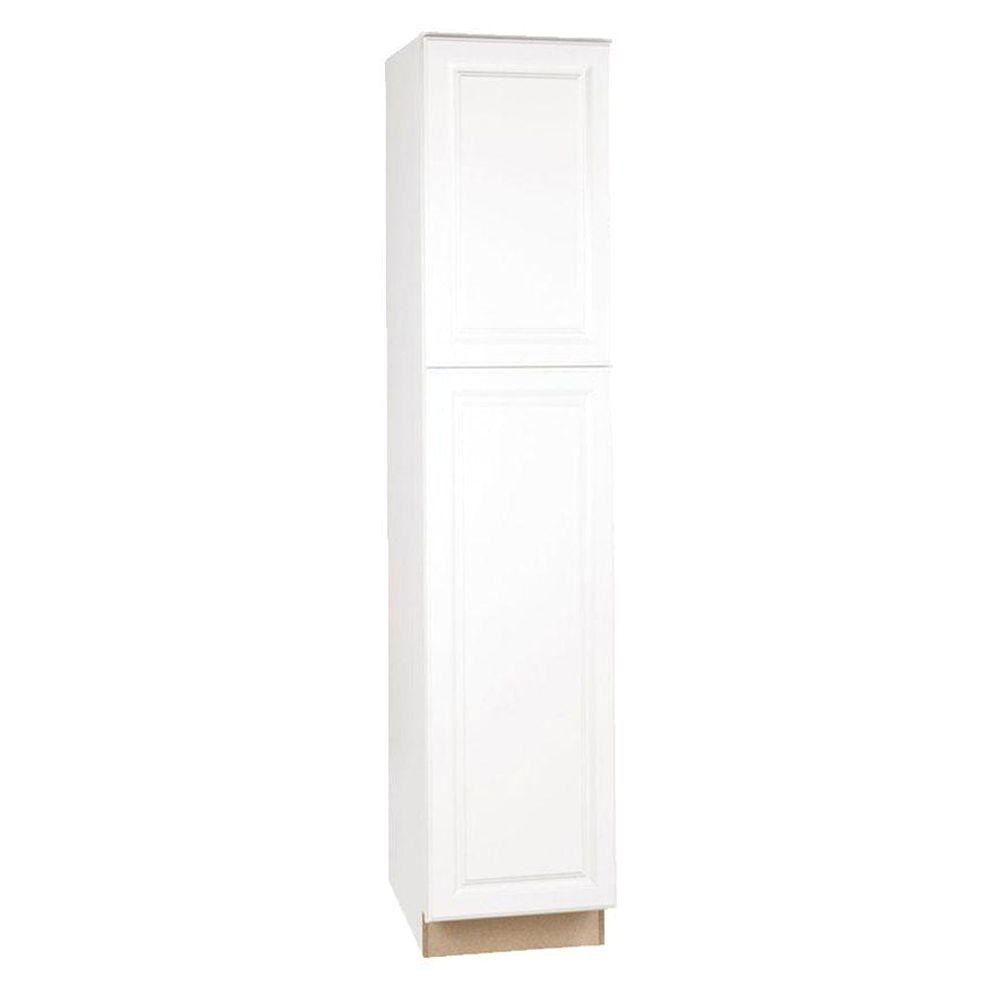 hampton assembled 18x84x24 in pantry kitchen cabinet in satin white