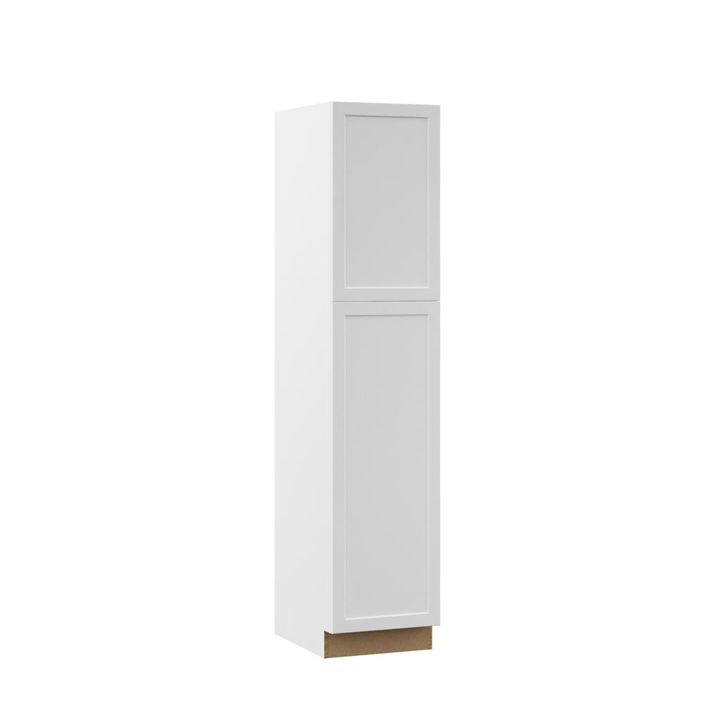 hampton bay designer series melvern assembled 18x84x23 75 in pantry kitchen cabinet in white