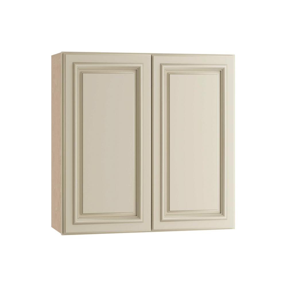 home decorators collection holden assembled 27x30x12 in double door wall kitchen cabinet in bronze glaze