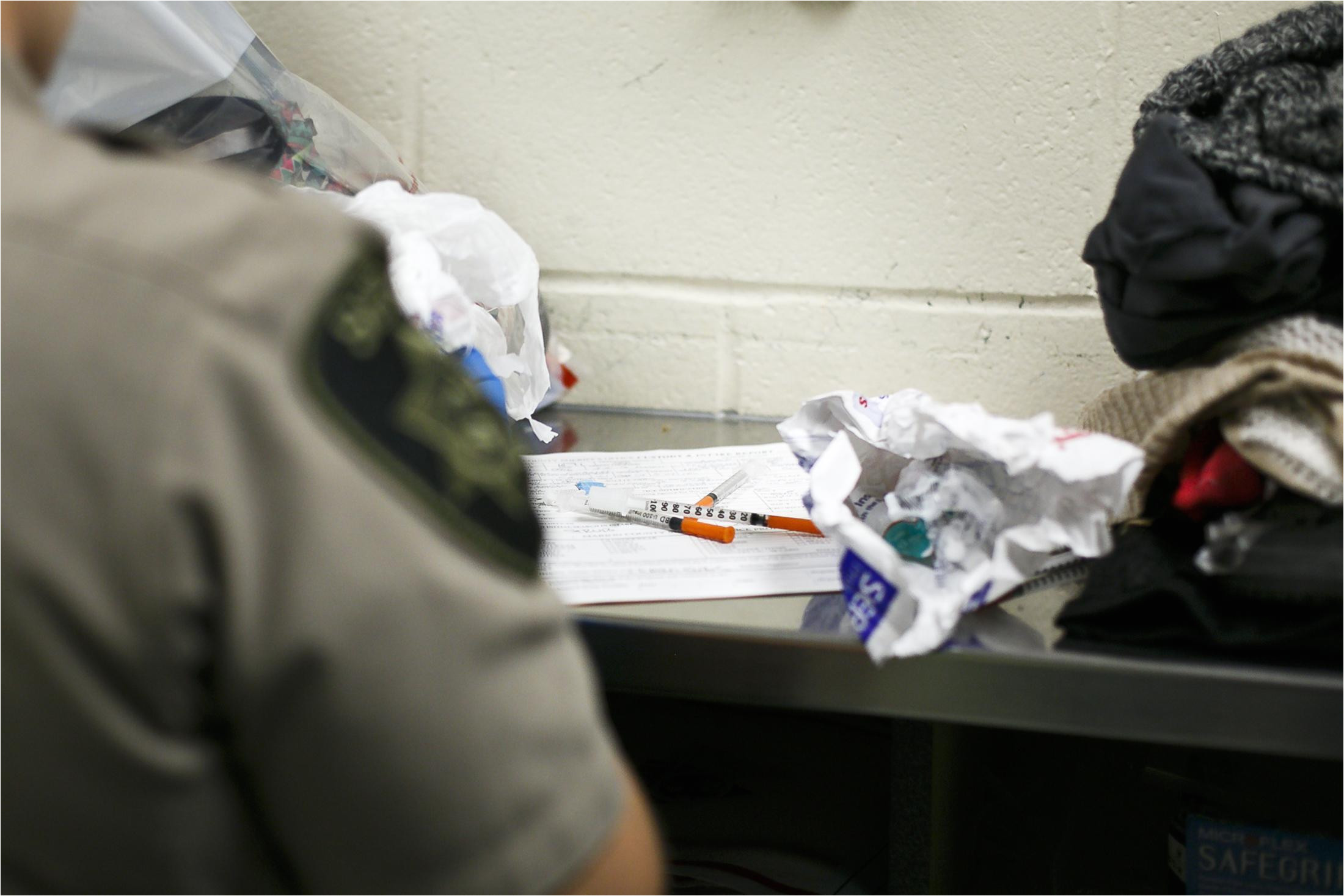 deputies find needles and drug paraphernalia on an incoming detainee june 23 2017 at