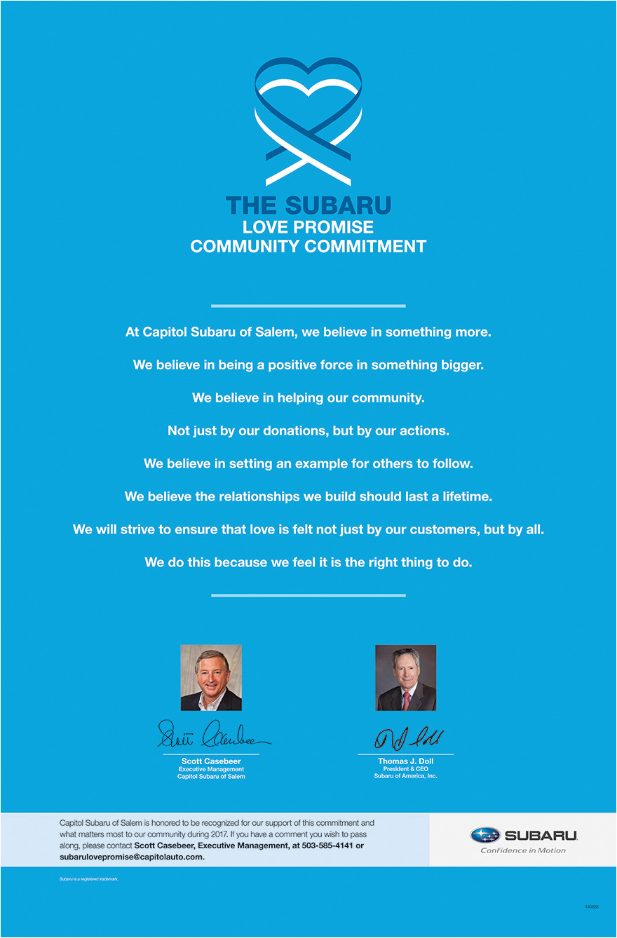 the subaru love promise community commitment