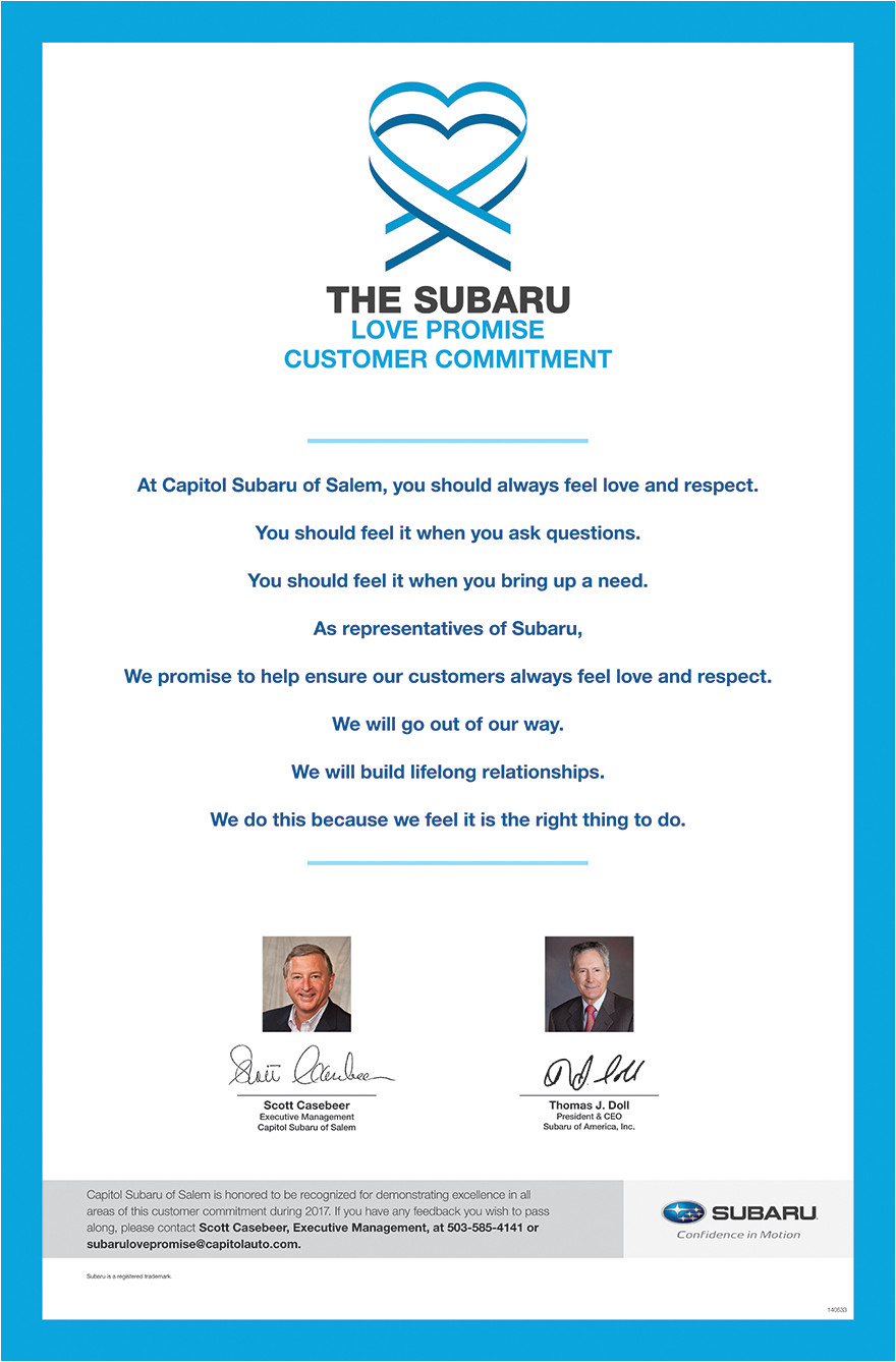 the subaru love promise customer commitment