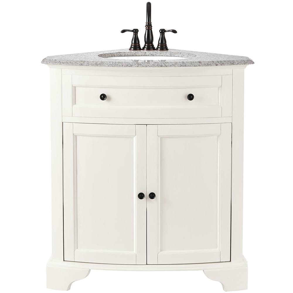 home decorators collection hamilton 31 in w x 23 in d corner bath vanity in ivory with granite vanity top in grey 10809 cs30h dw the home depot