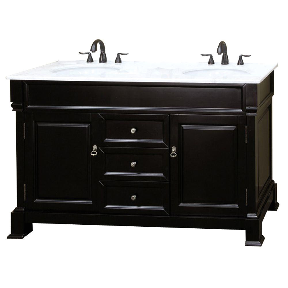 bellaterra home cambridge es 60 in double vanity in espresso with marble vanity top in white bt5060d es the home depot