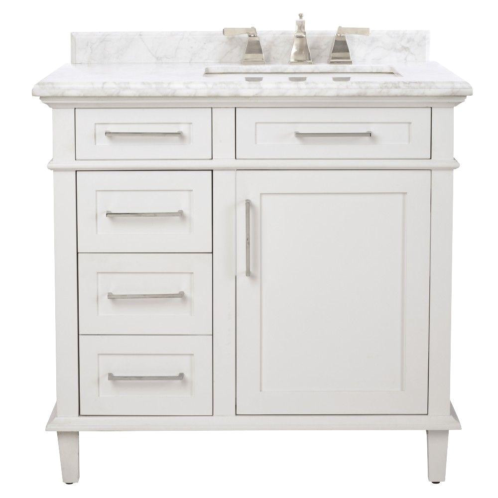 d bath vanity in white with carrara