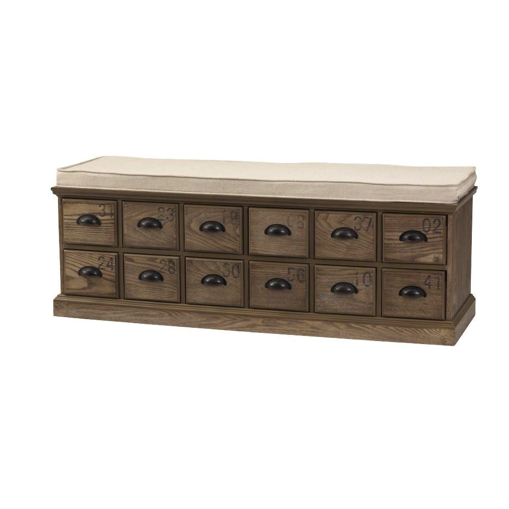 home decorators collection corollary 12 drawers driftwood shoe storage bench 1587300820 the home depot