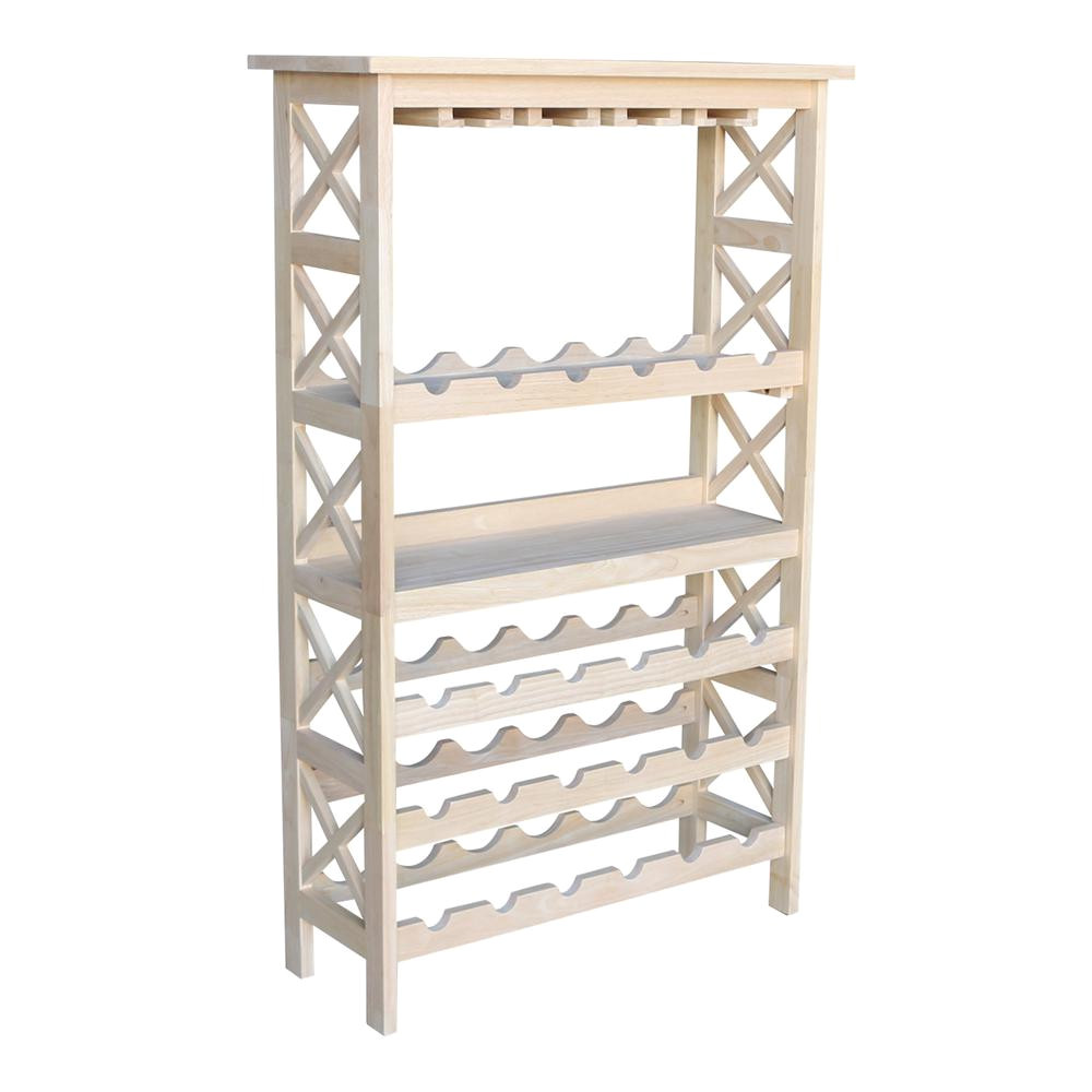 international concepts 24 bottle unfinished solid wood wine rack