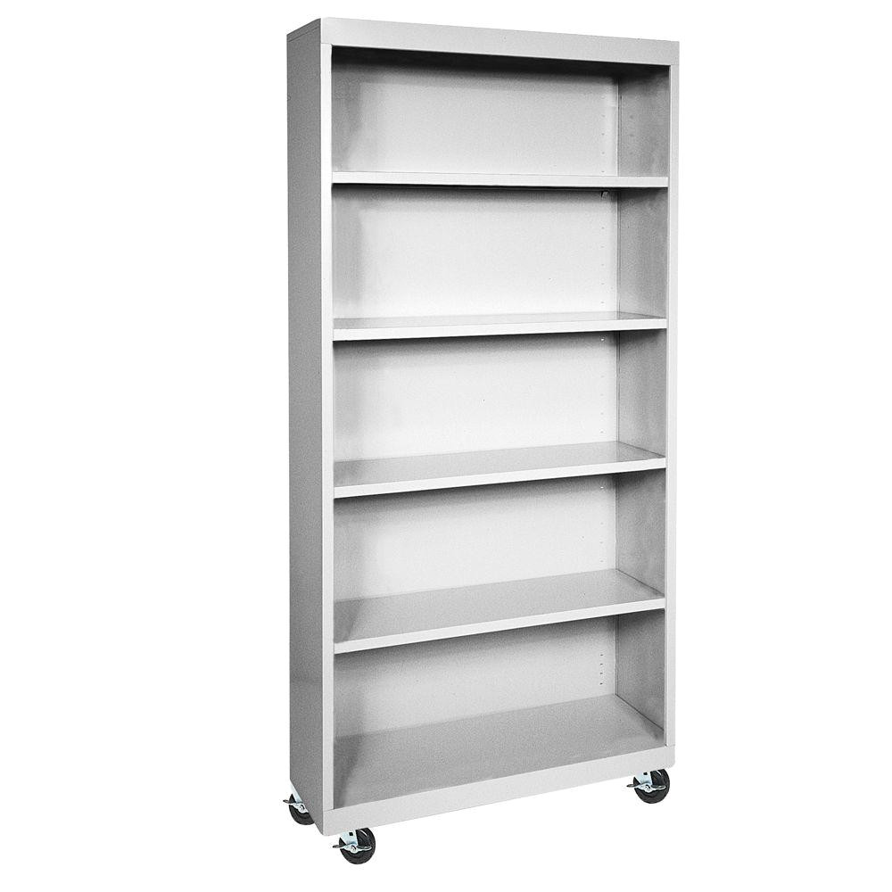 sandusky dove grey mobile steel bookcase