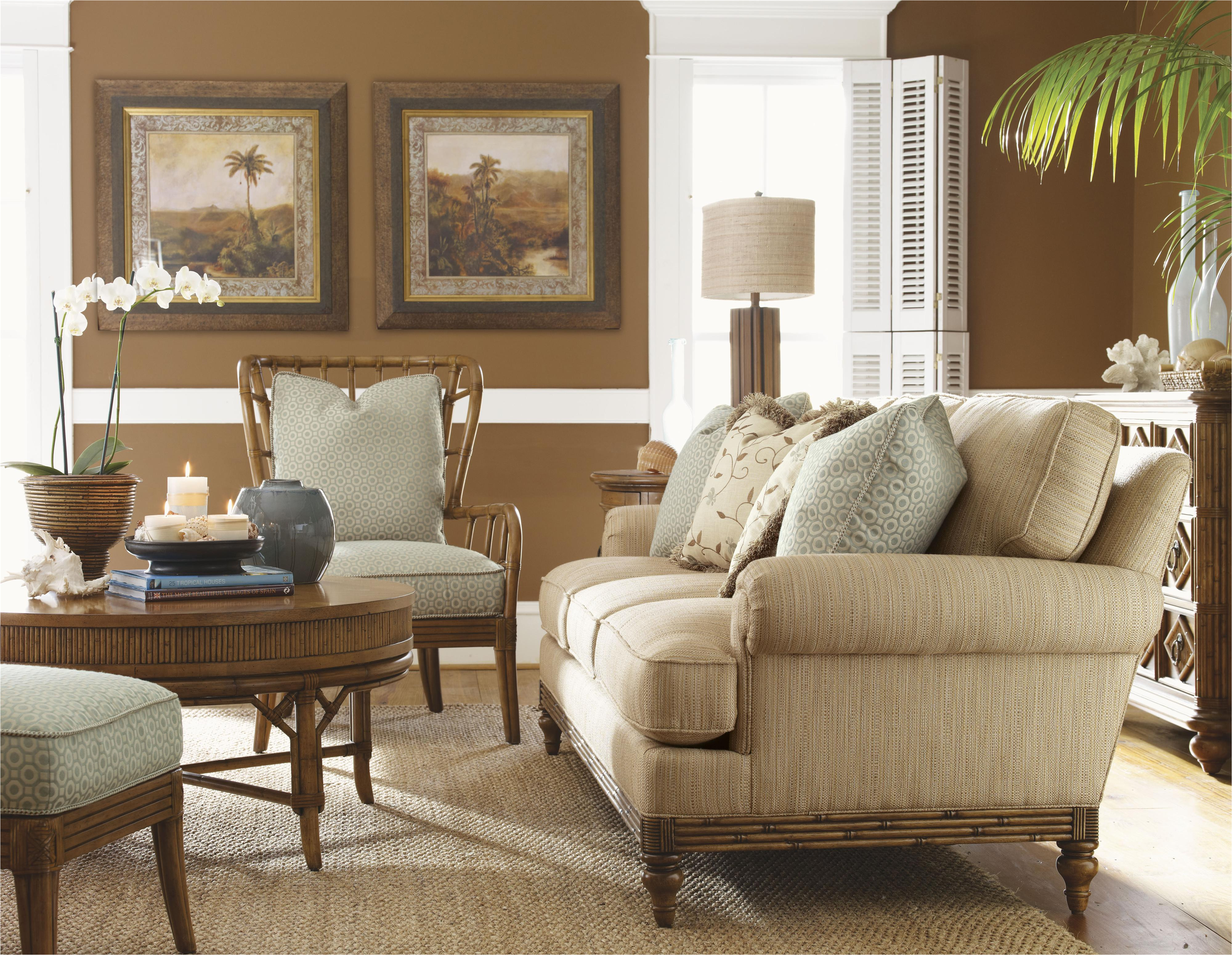 tommy bahama home beach house ocean breeze chair with exposed rattan details howell furniture exposed wood chairs