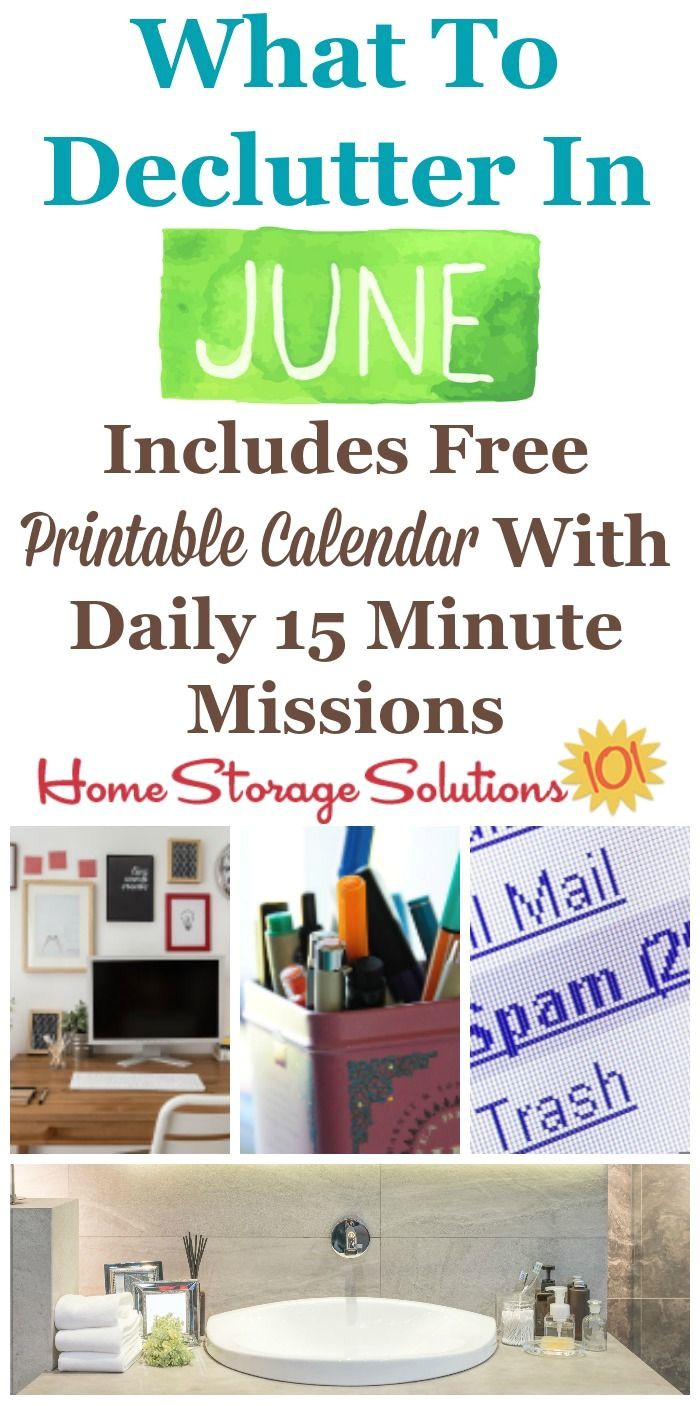 june declutter calendar 15 minute daily missions for month home storage solutionsclutter