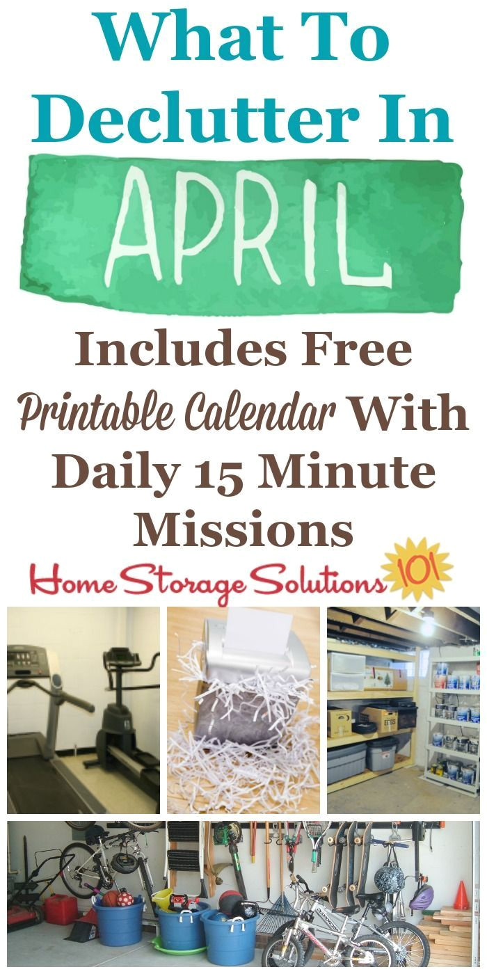 april declutter calendar 15 minute daily missions for month home storage solutionsprintable
