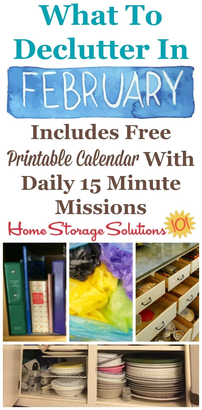 february declutter calendar 15 minute daily missions for month organization stationhome organizationorganizing ideasorganisationorganisingcleaning