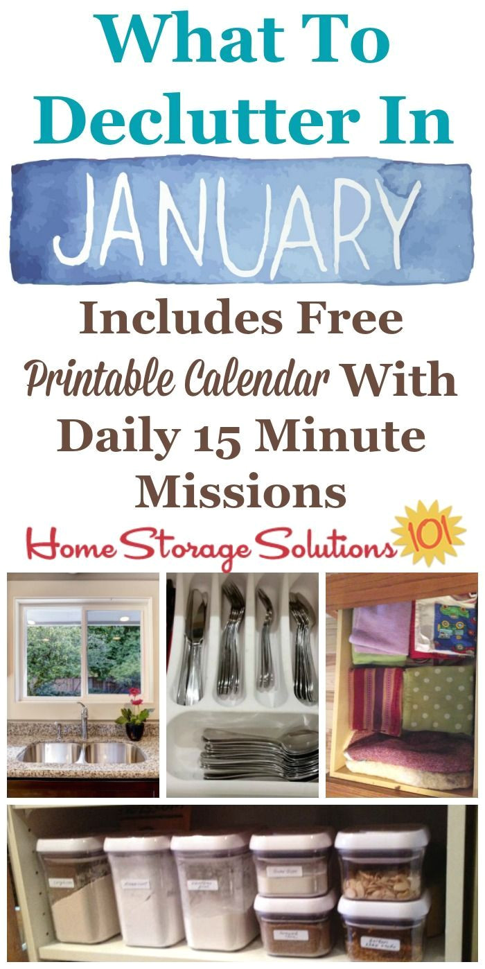 Home Storage solutions 101 Declutter January Declutter Calendar 15 Minute Daily Missions for Month