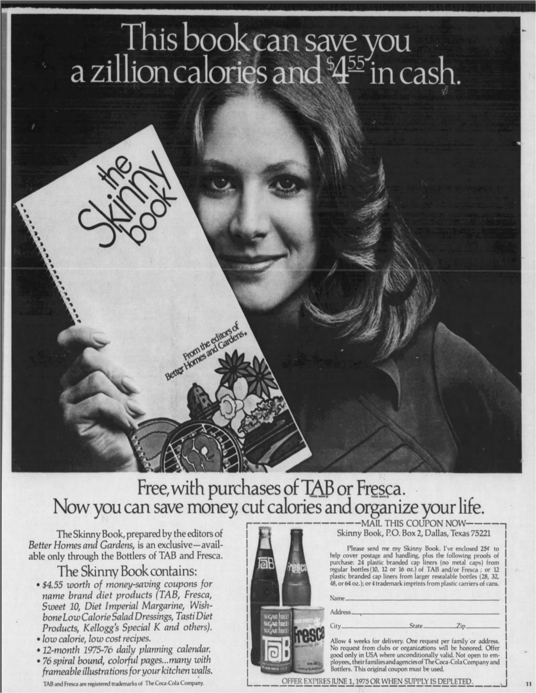 in 1975 the honolulu star published this tab fresca promotion for the skinny book