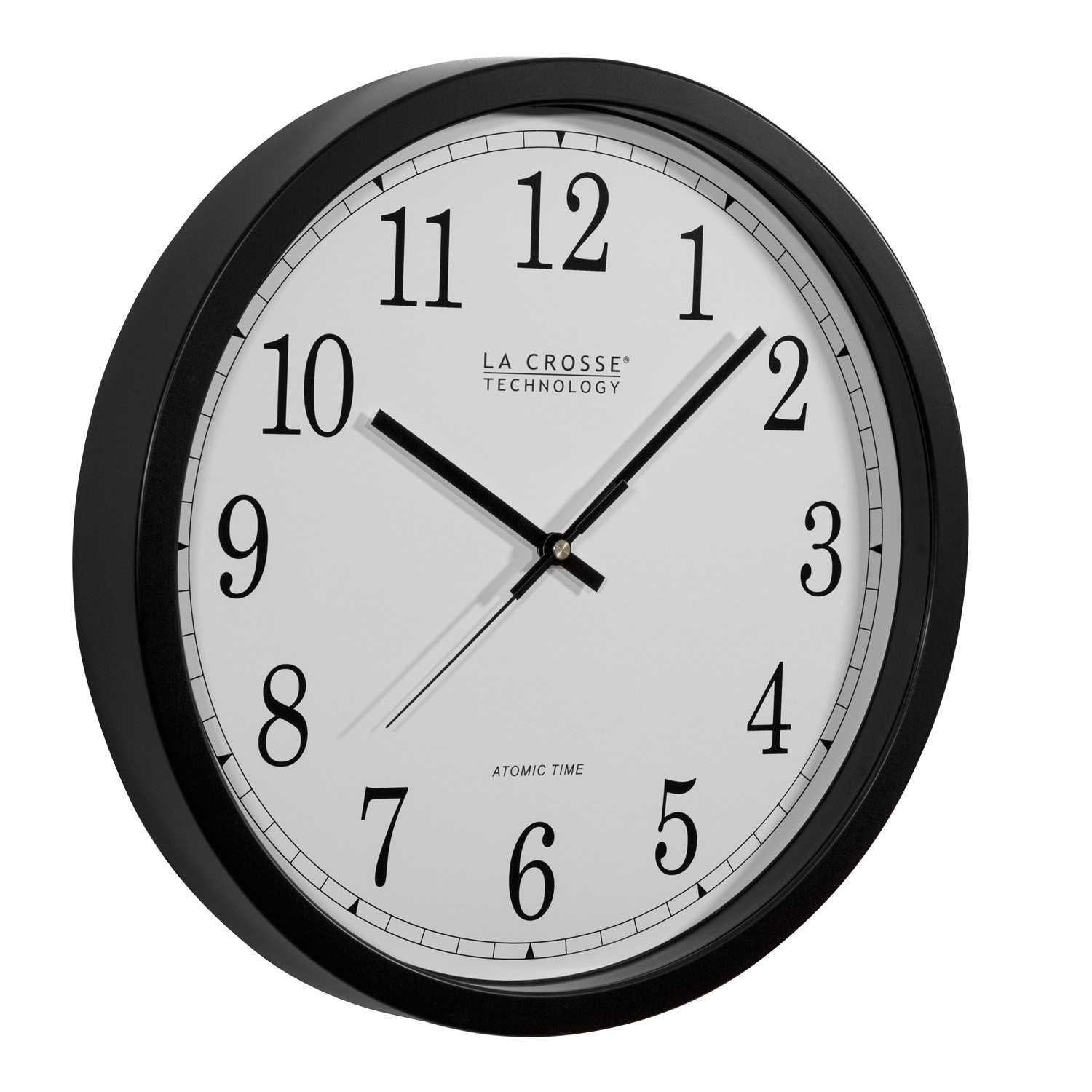 amazon com la crosse technology wt 3143a int 14 inch atomic wall clock black home kitchen