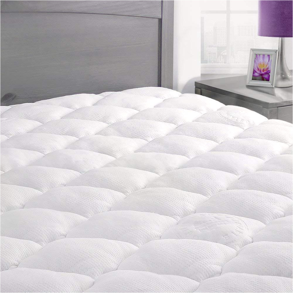 amazon com exceptionalsheets rayon from bamboo mattress pad with fitted skirt extra plush cooling topper hypoallergenic made in the usa