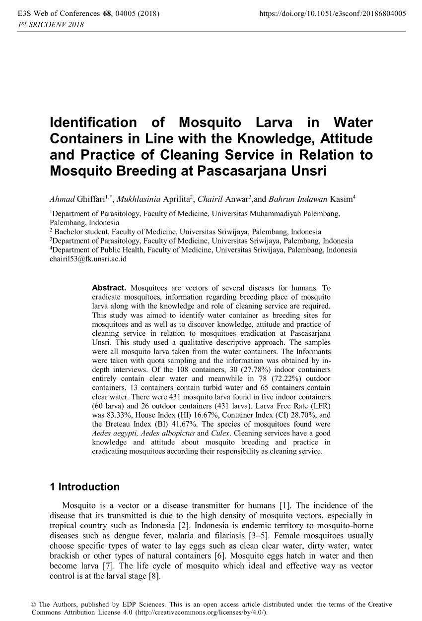 How to Get Rid Of Mosquito Larvae In Standing Water Pdf Identification Of Mosquito Larva In Water Containers In Line