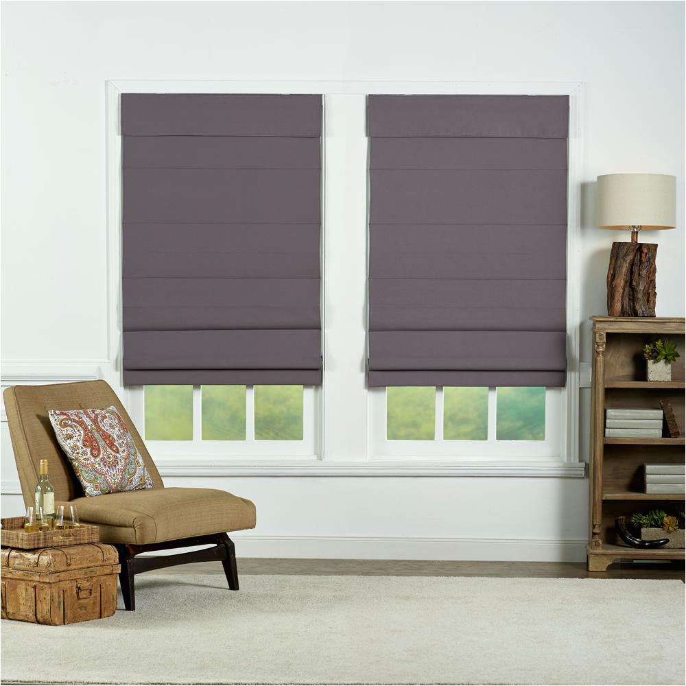 gray insulating cordless cotton roman shade 24 in w x