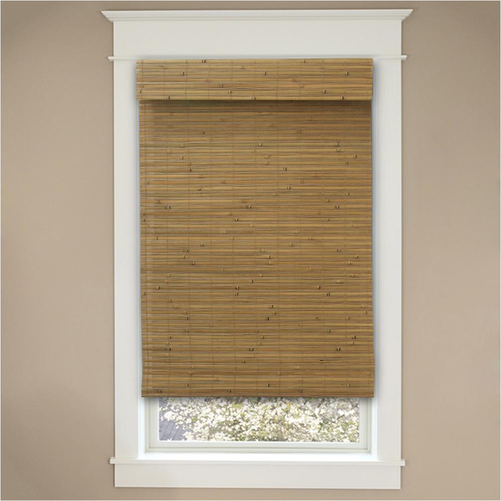 cordless cut to width honey bamboo roman shade 29 in w x