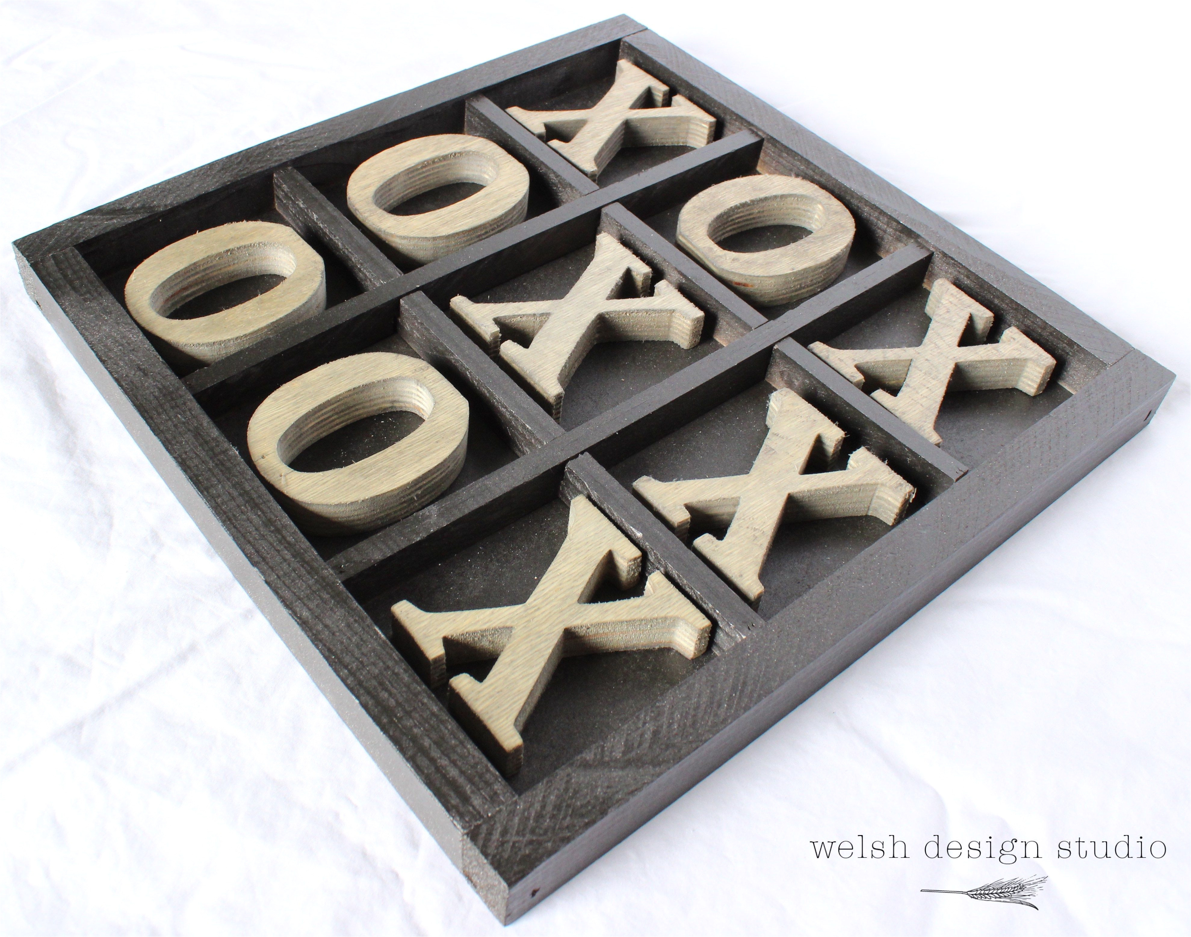 rustic wooden tic tac toe board