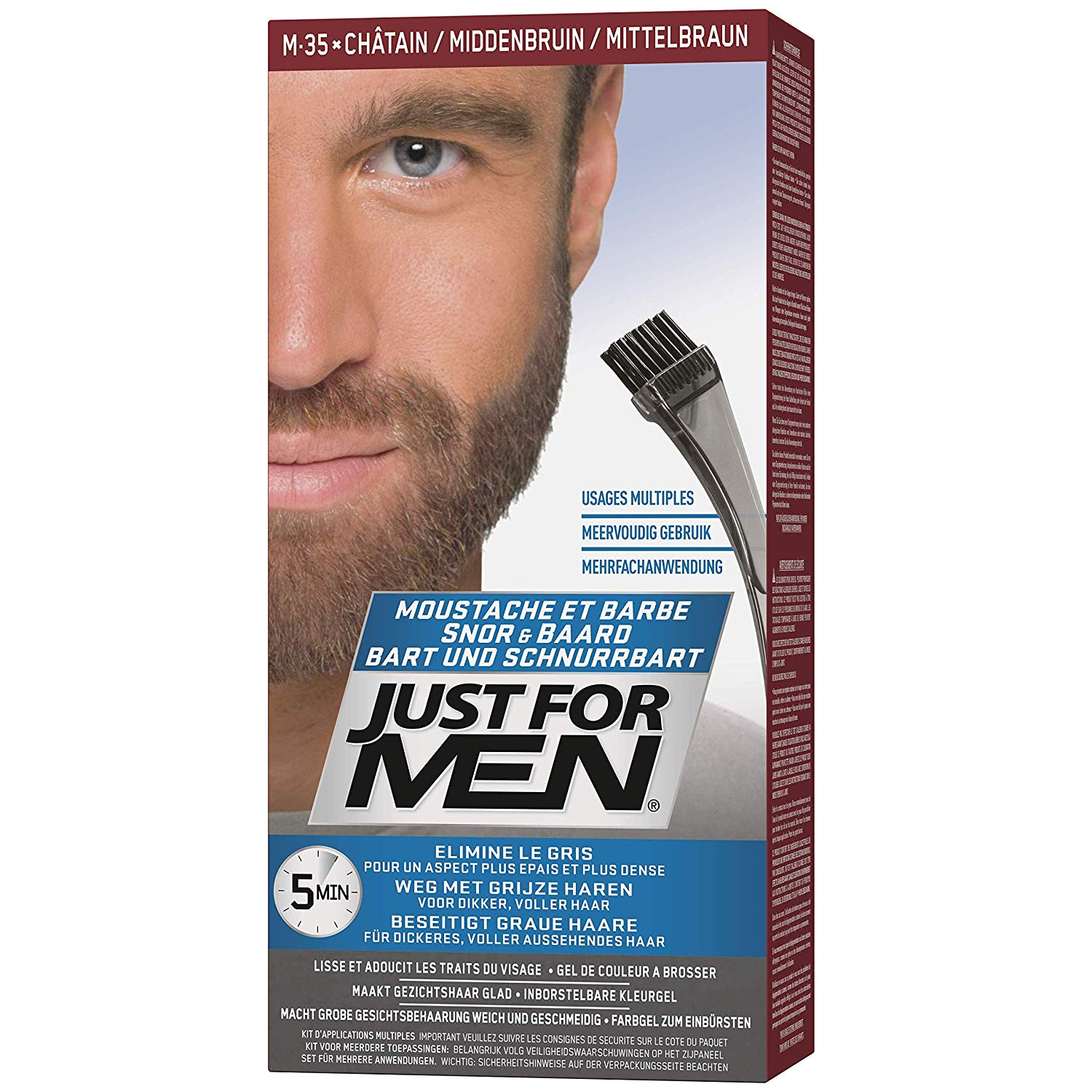 just for men m35 moustache and beard facial hair color medium brown amazon co uk beauty