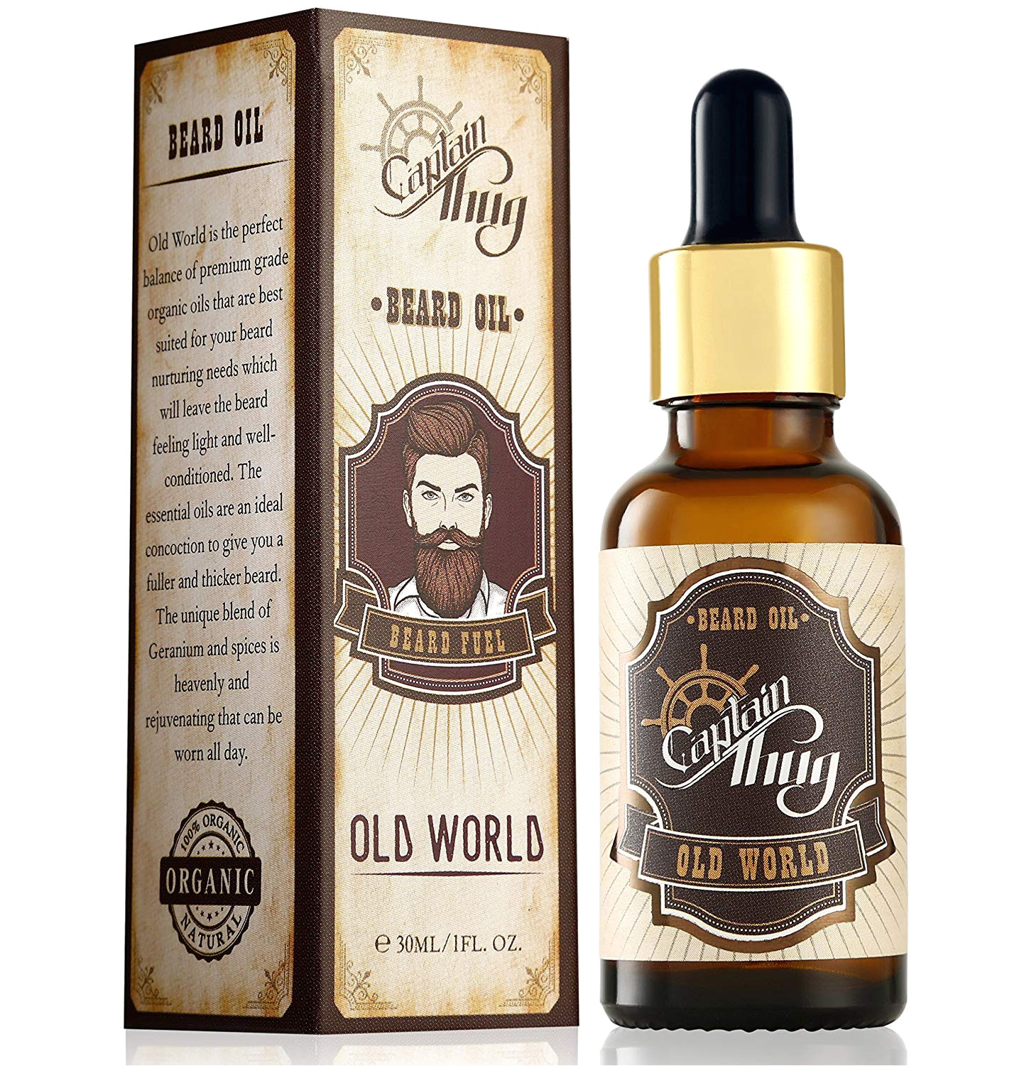 captain thug old world beard growth oil ultra premium 6 essential oils promotes beard and mustaches growth for men 30 ml amazon in health