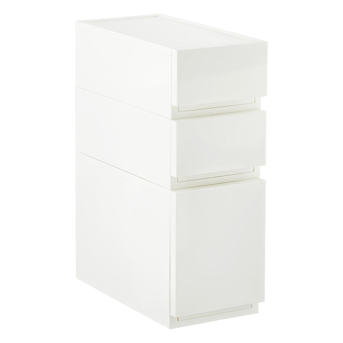 white opaque modular stackable drawers