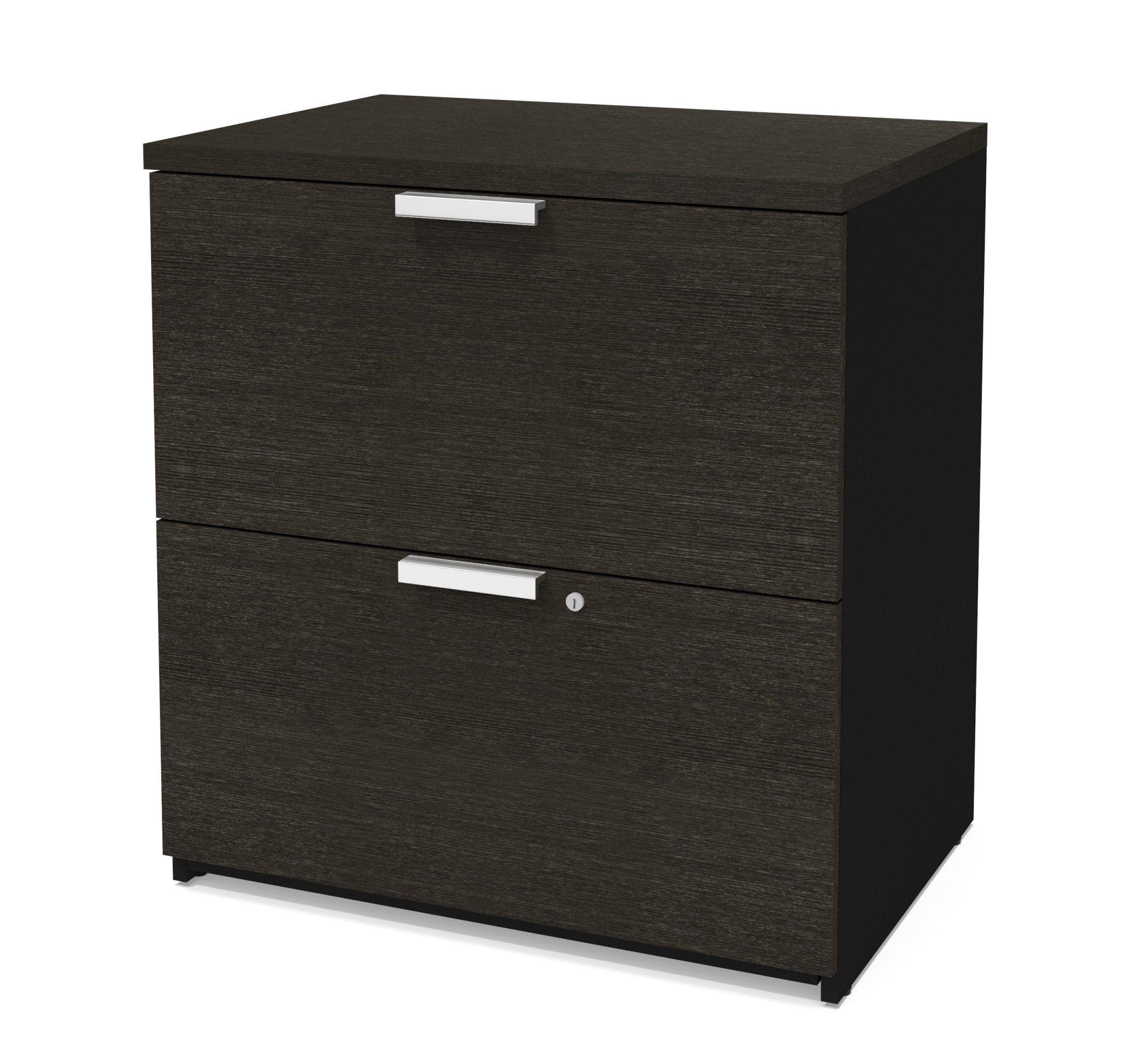 image of premium locking 2 drawer lateral file cabinet in deep gray black