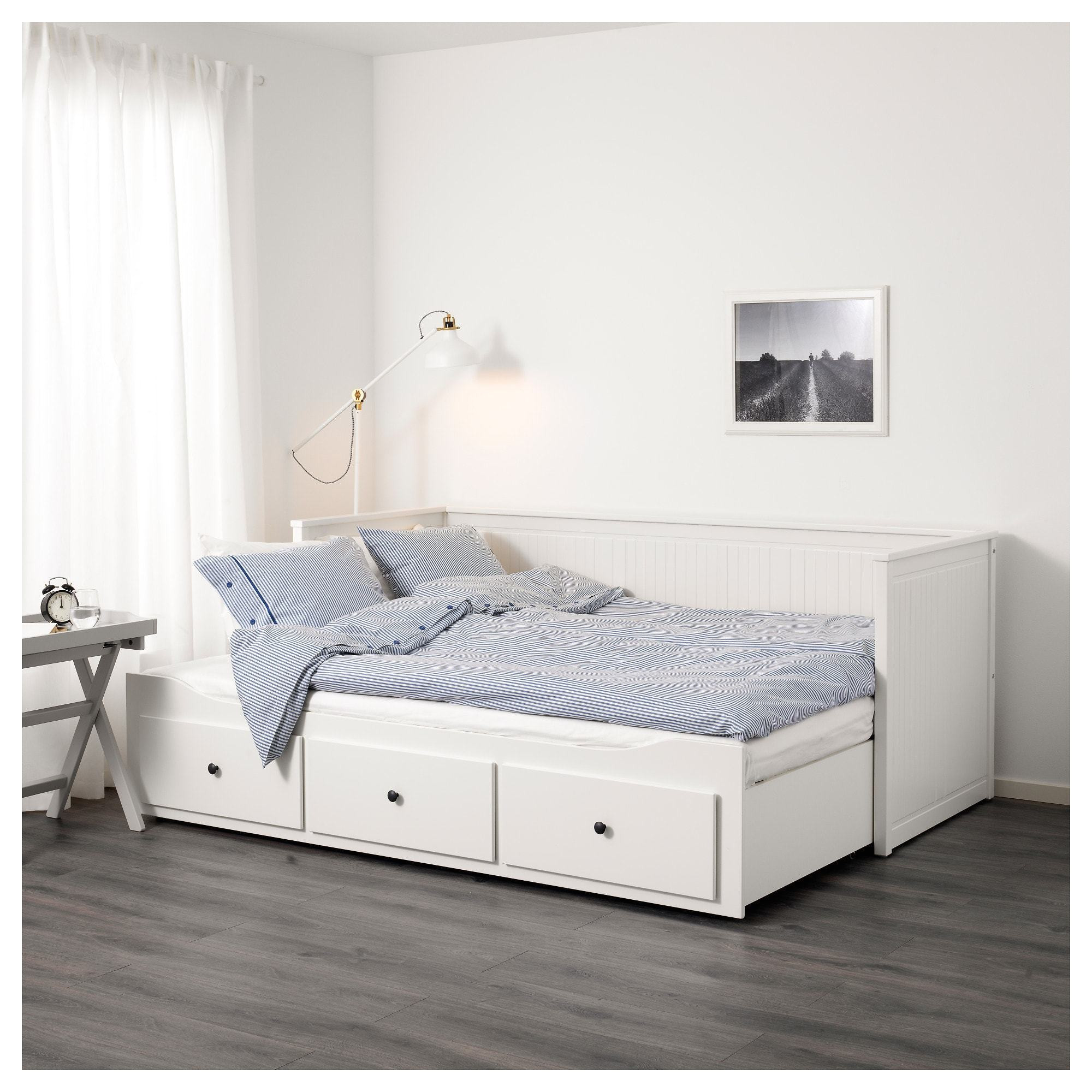 hemnes day bed frame with 3 drawers white