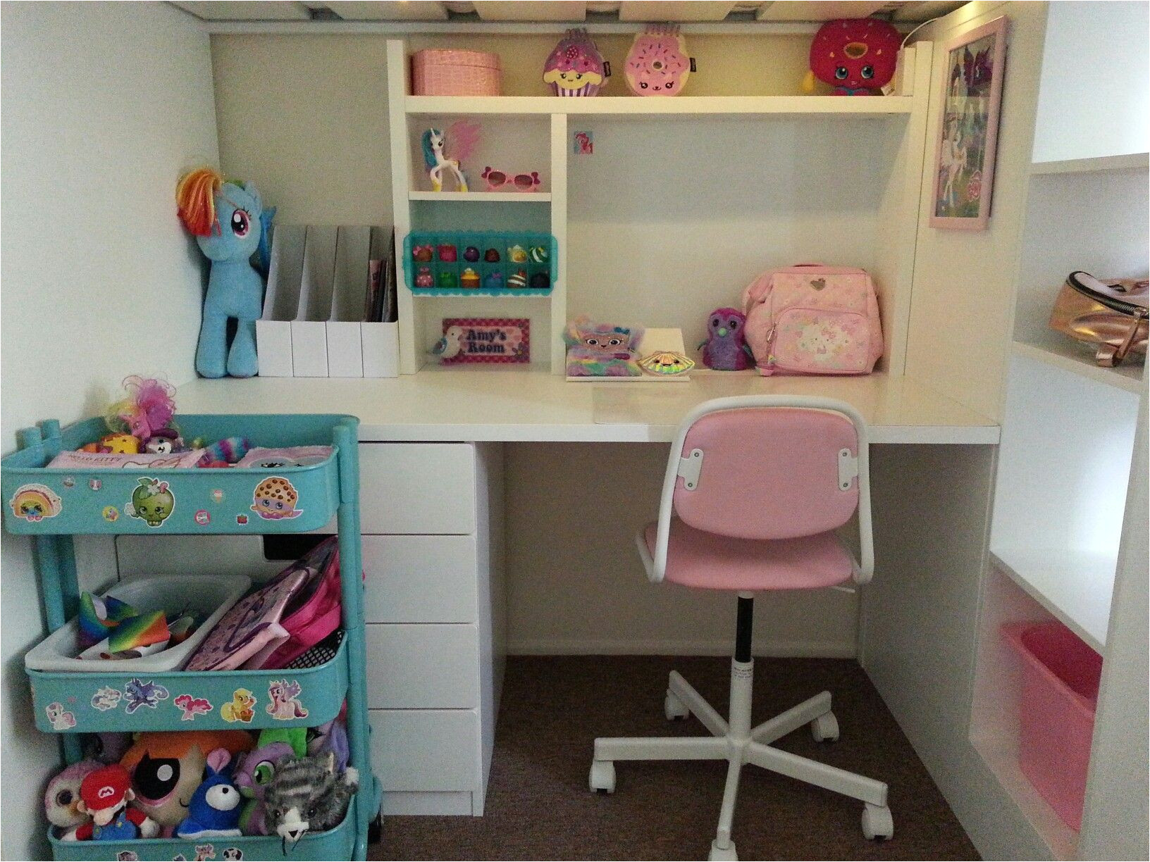 ikea stuva loft bed with ikea micke shelf top attached to the desk