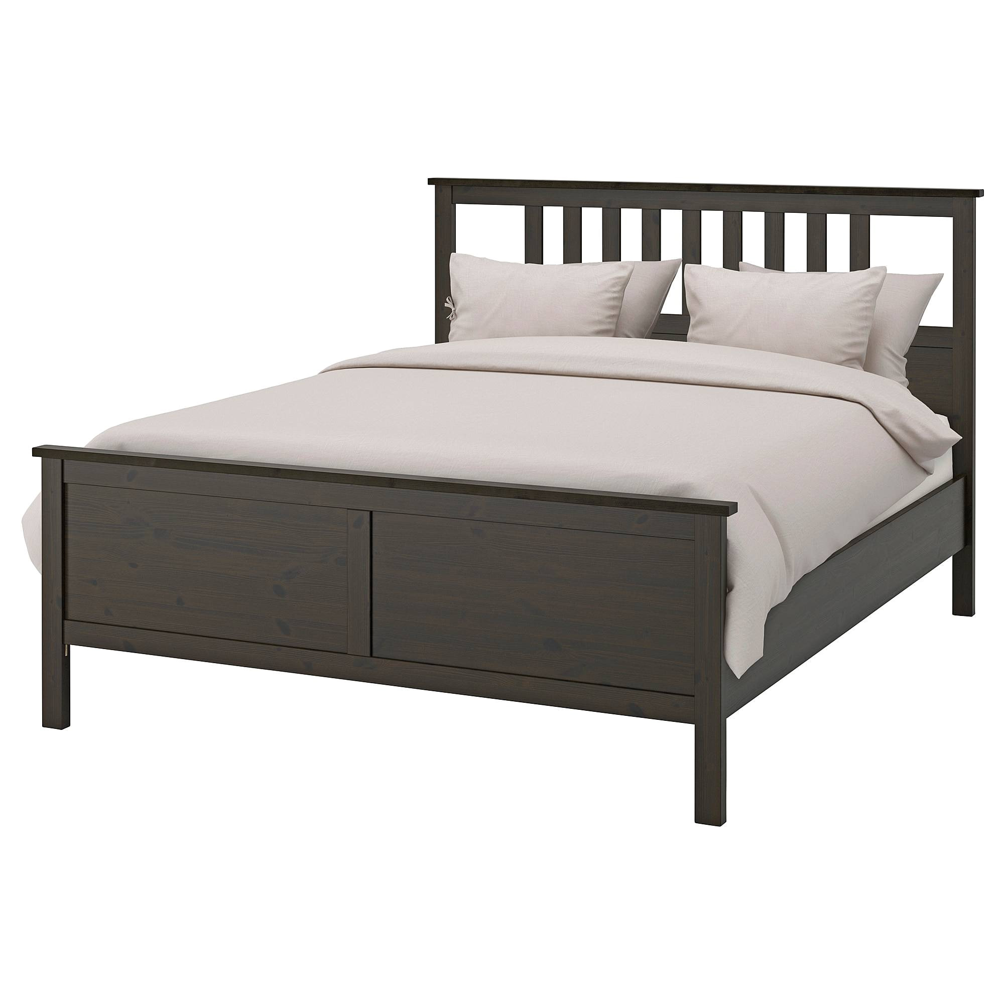 hemnes bed frame queen black brown ikea