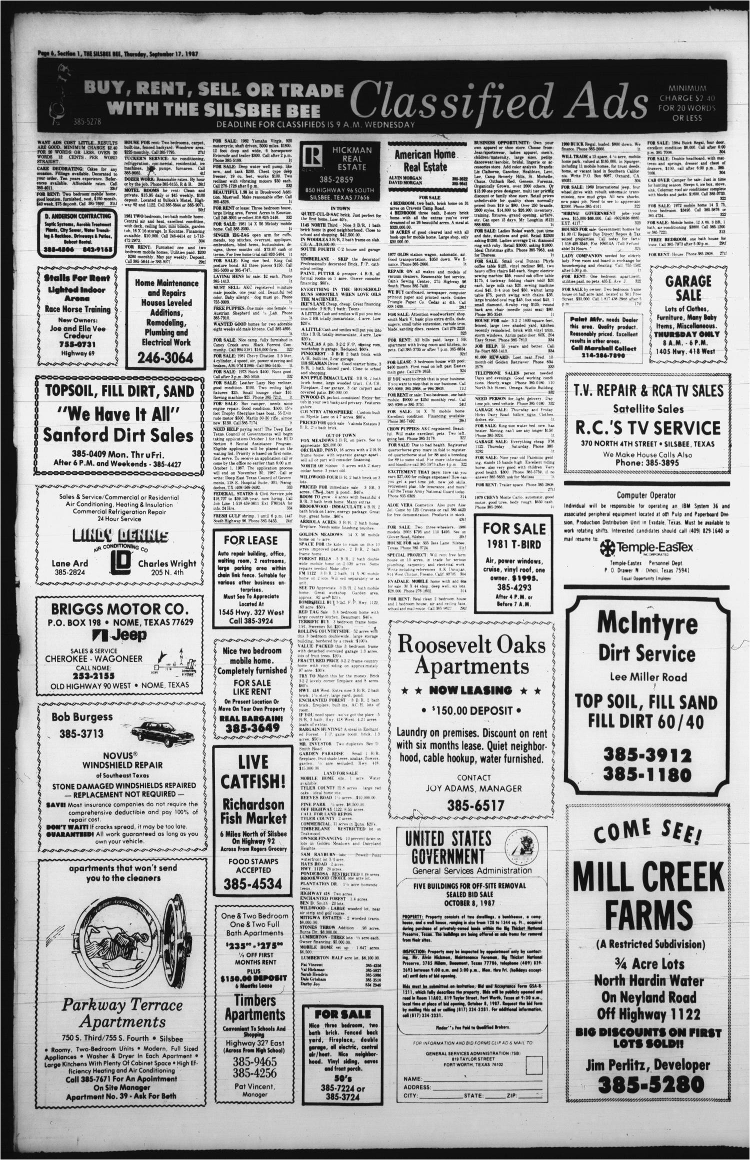 the silsbee bee silsbee tex vol 69 no 33 ed 1 thursday september 17 1987 page 6 of 30 the portal to texas history