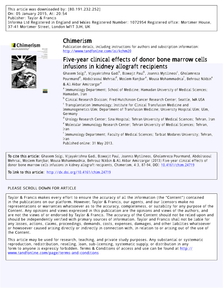 pdf effects of donor specific bone marrow cells infusion on living unrelated kidney transplantation 1036