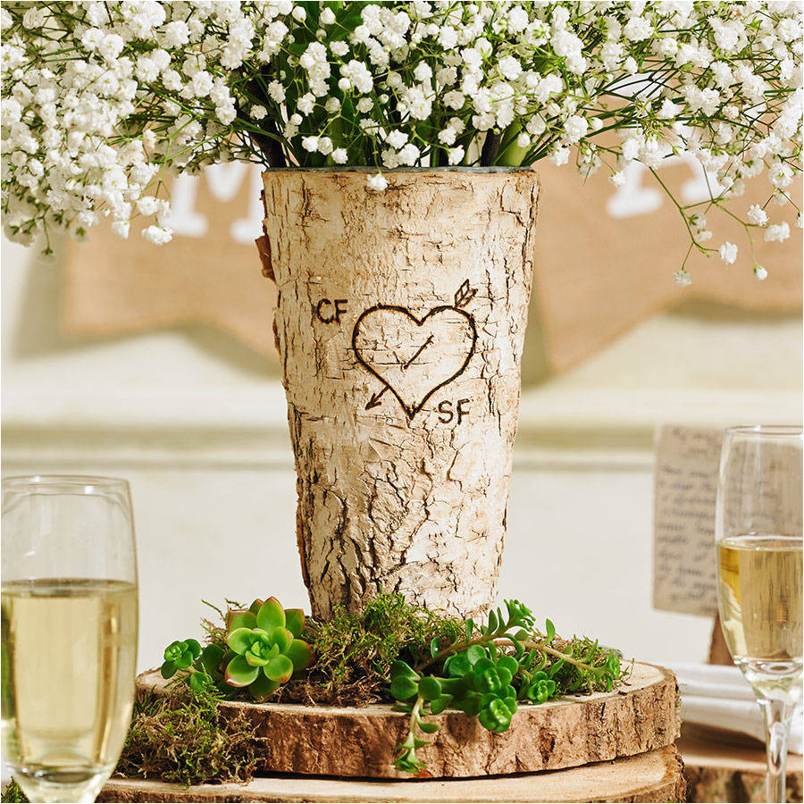 personalised rustic birch wood vase vases