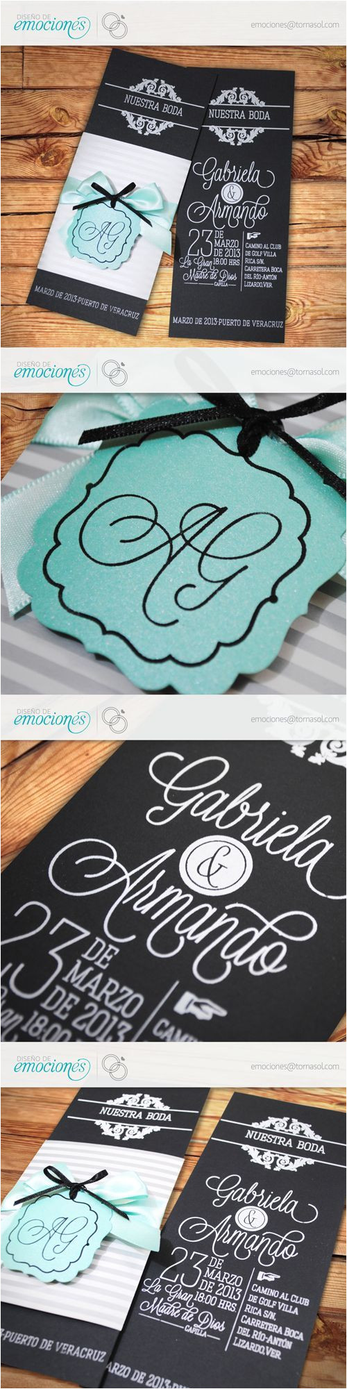 sencilla y elegante invitacia n para boda impresa en serigrafa a con cintillo en papel de fantasa a cierra con monograma suajado con las iniciales de los