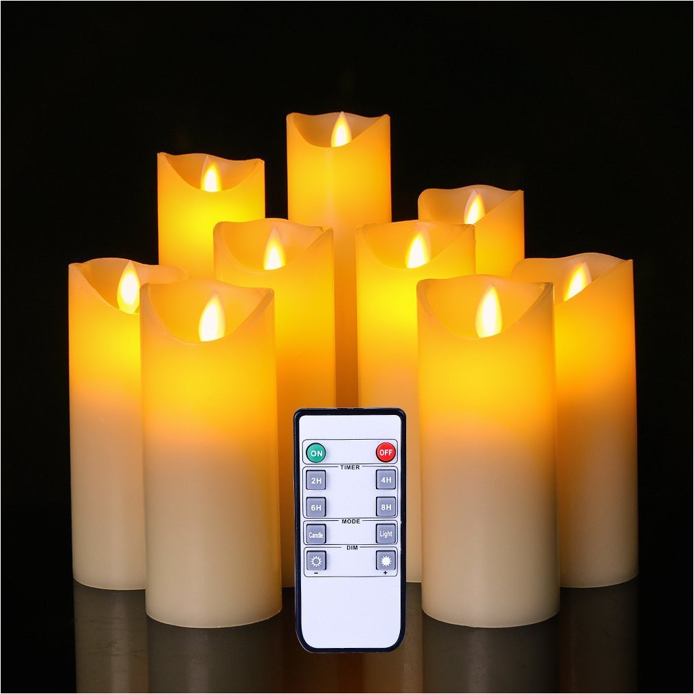 amazon com flameless candles led flickering light pillar real drip pillar wax for wedding and decoration set of 9 home improvement