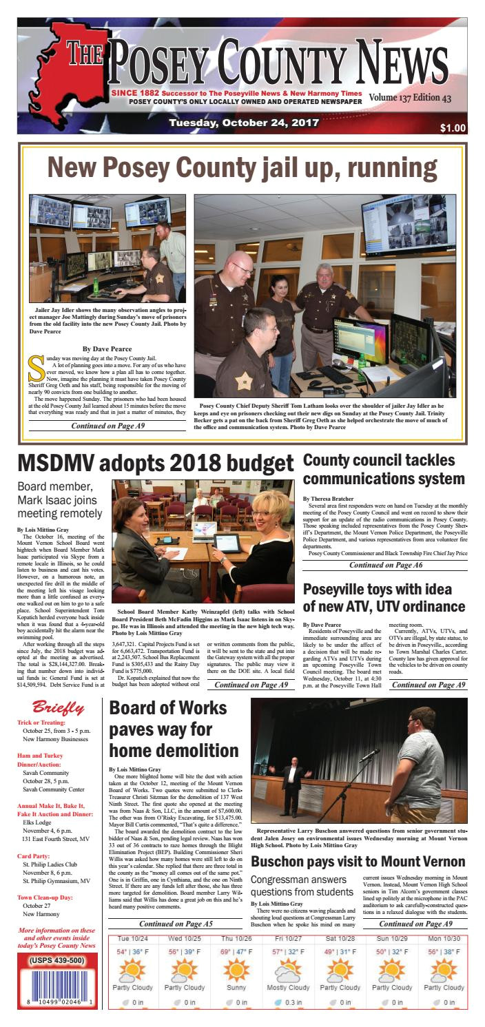 october 24 2017 the posey county news by the posey county news issuu