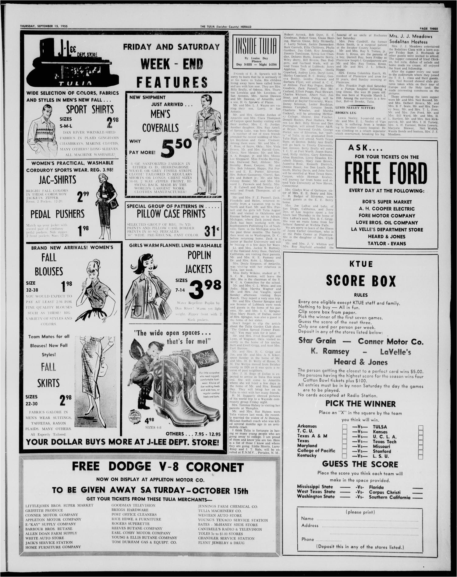 the tulia herald tulia tex vol 49 no 37 ed 1 thursday september 15 1955 page 3 the portal to texas history