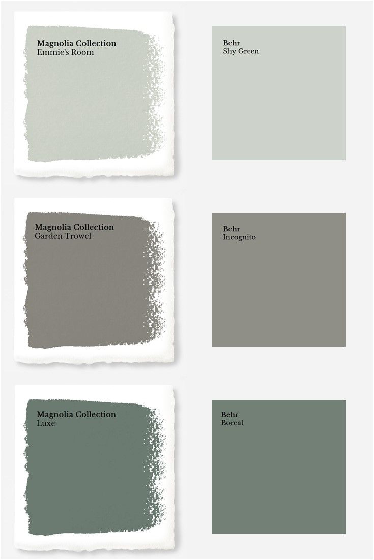 magnolia paint colors matched to behr