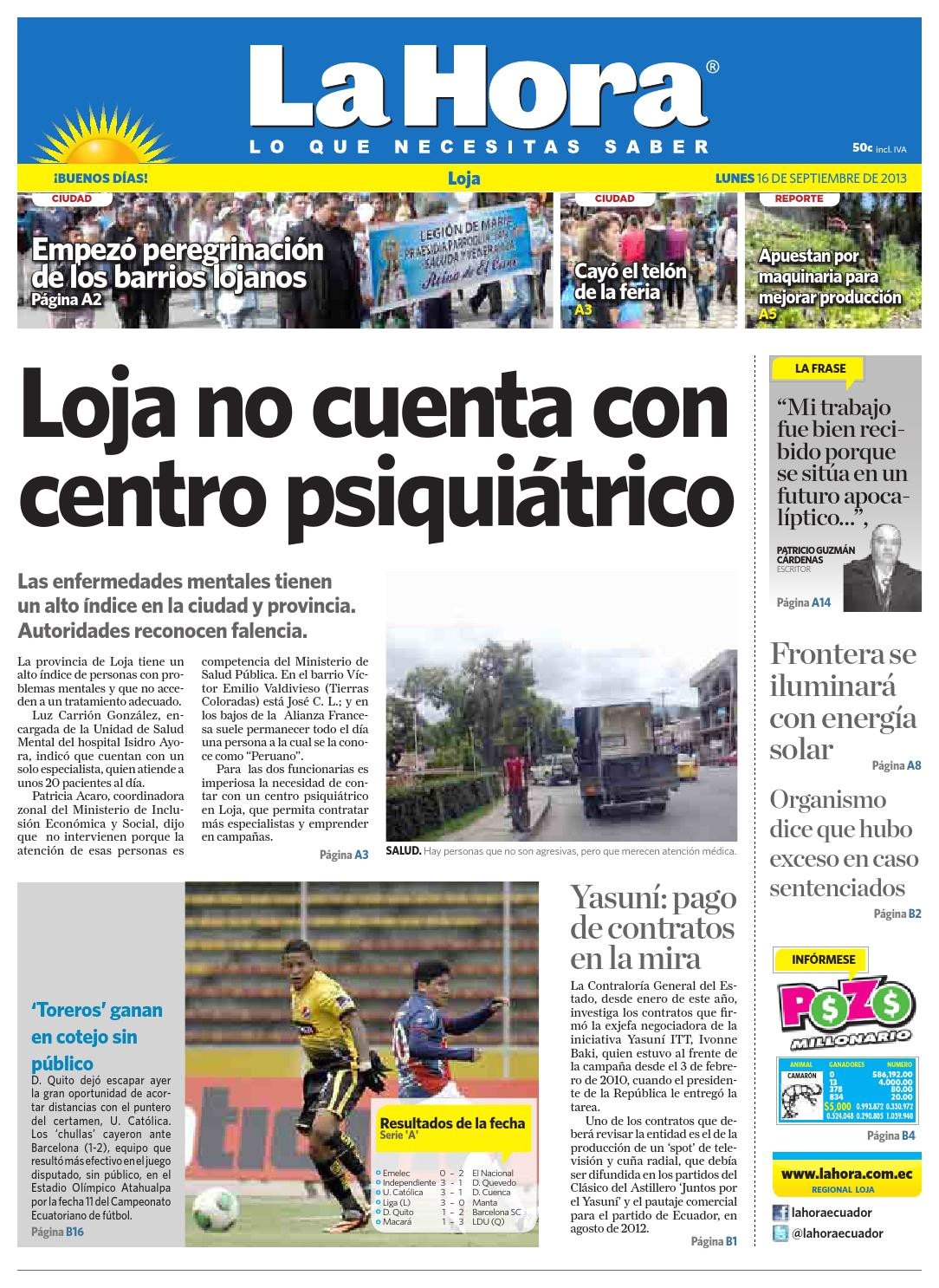 diario la hora loja 16 de septiembre 2013 by diario la hora ecuador issuu