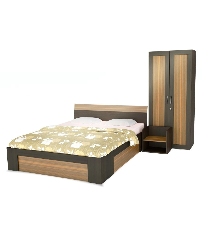 white cedar bed room set king size bed two doors wardrobe one side
