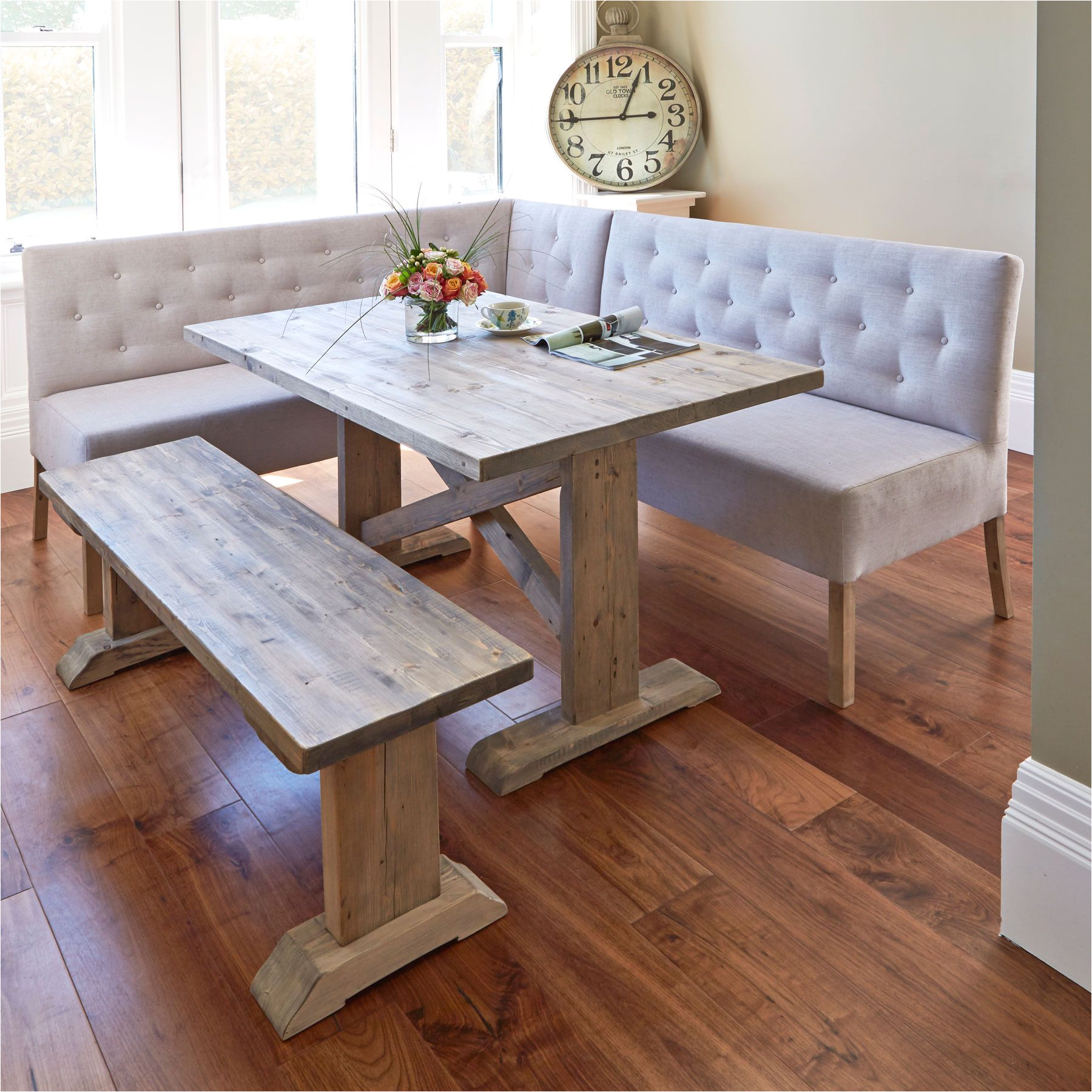 alina dining table with corner and small bench