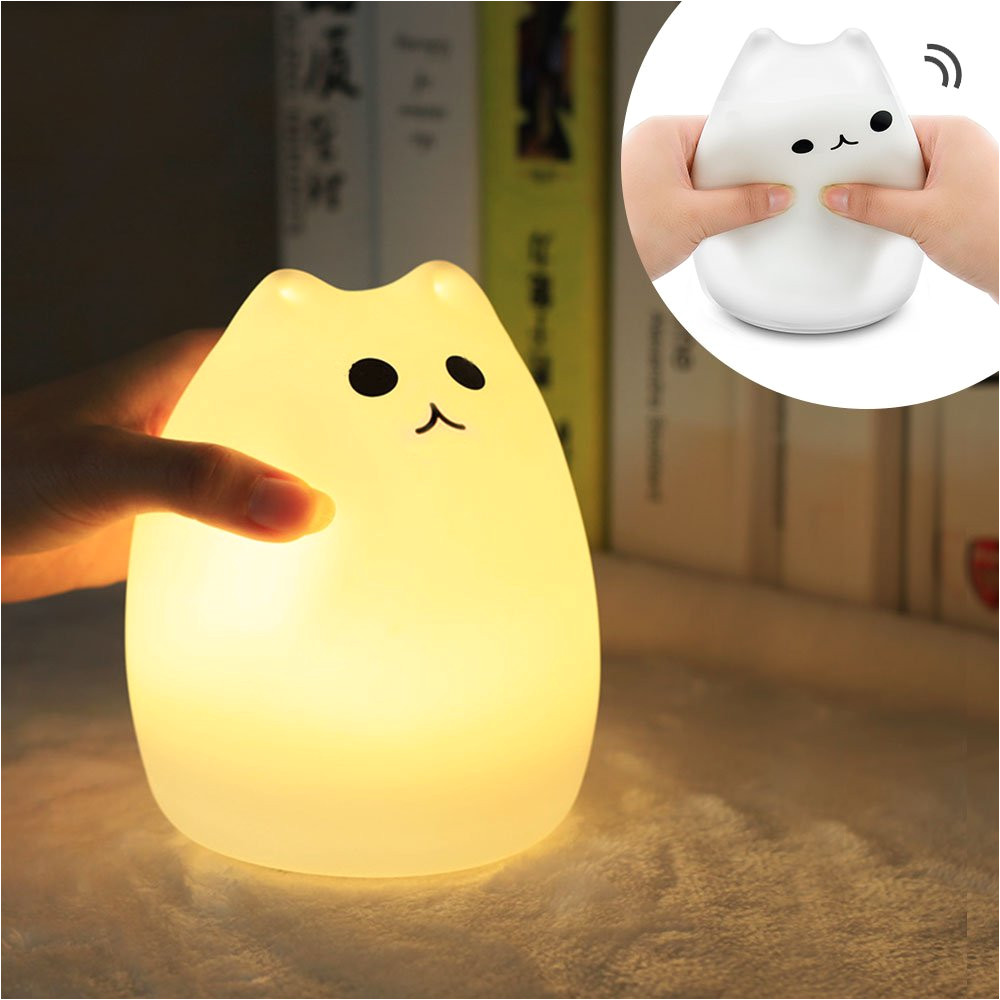 amazon com mystery cat night light for kids soft silicone led baby nursery sleep relaxing tap light children toy nightlight decorative desk light for