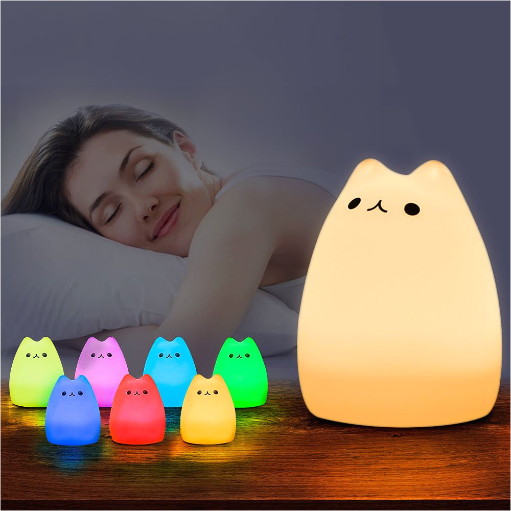 amazon com mystery cat night light for kids soft silicone led baby nursery sleep relaxing tap light children toy nightlight decorative desk light for