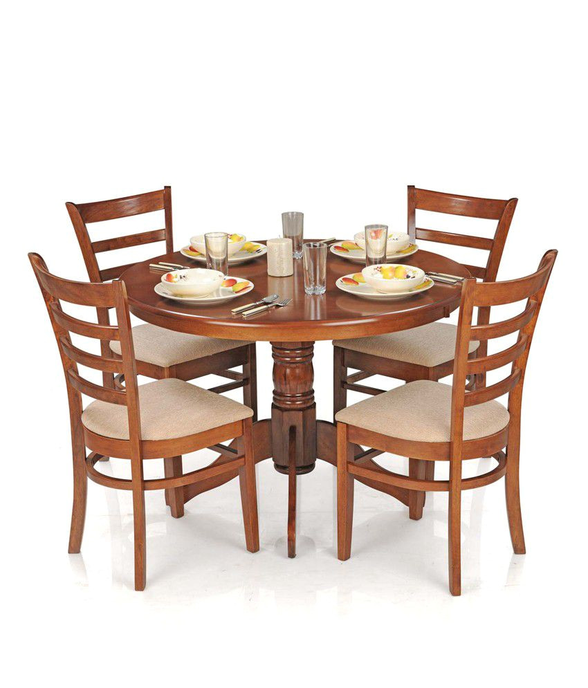 royaloak dining table set with 4 chairs solid wood natural