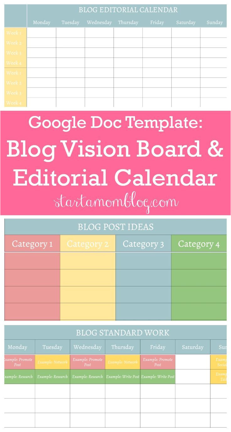 Living Well Spending Less Blog Planner Google Doc Template for A Blog Vision Board and Editorial Calendar