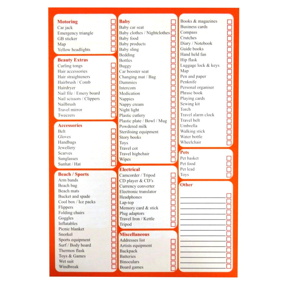 a5 travel holiday checklist and planner 50 sheets per pad double sided size 210mm x 148mm amazon co uk office products