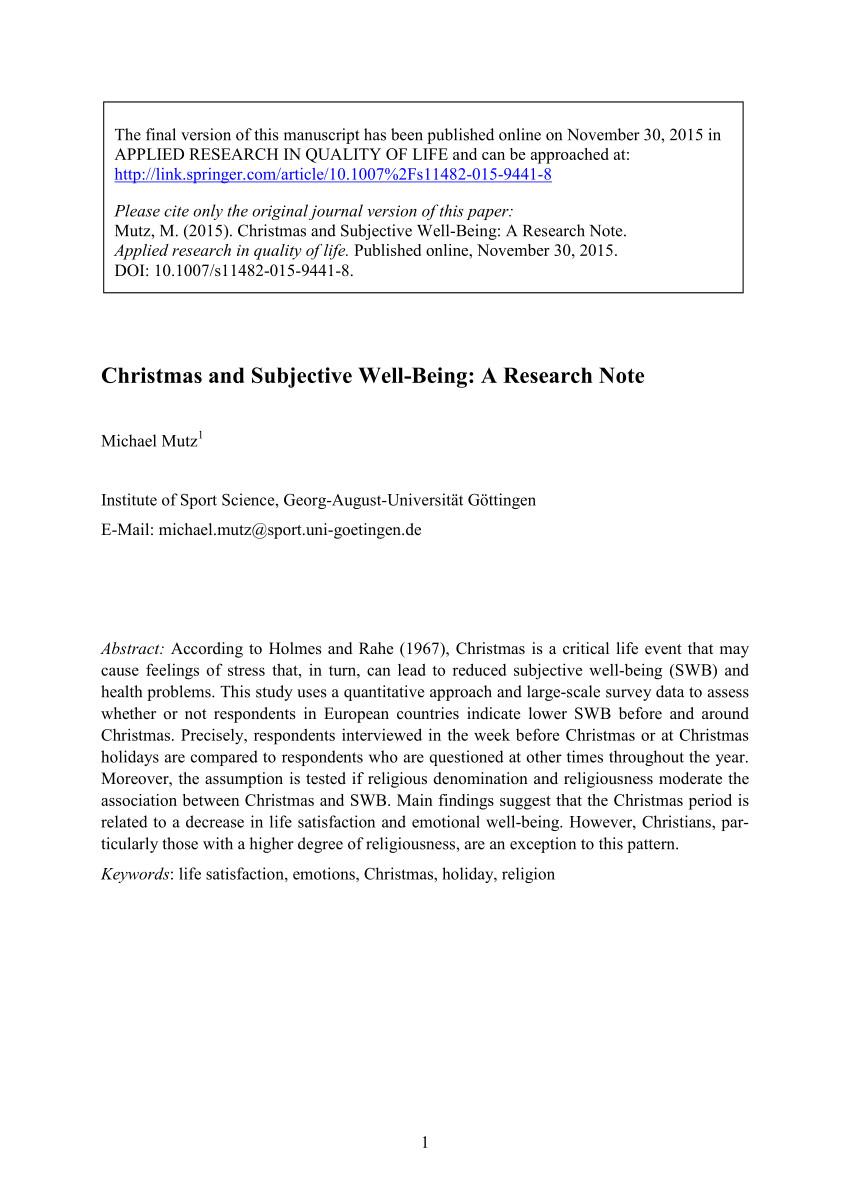 pdf christmas and subjective well being a research note