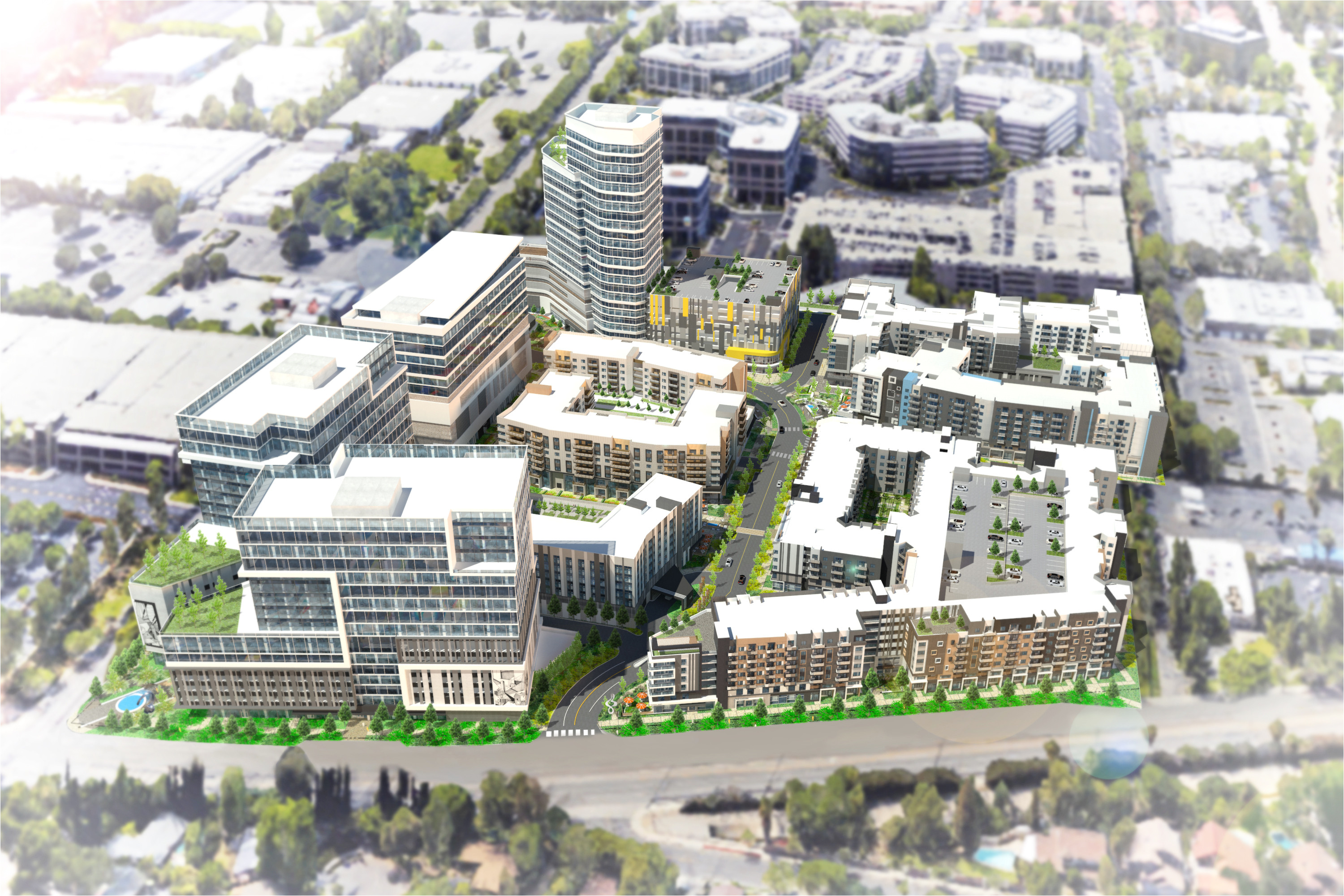 first renderings of warner center residential office hotel complex curbed la